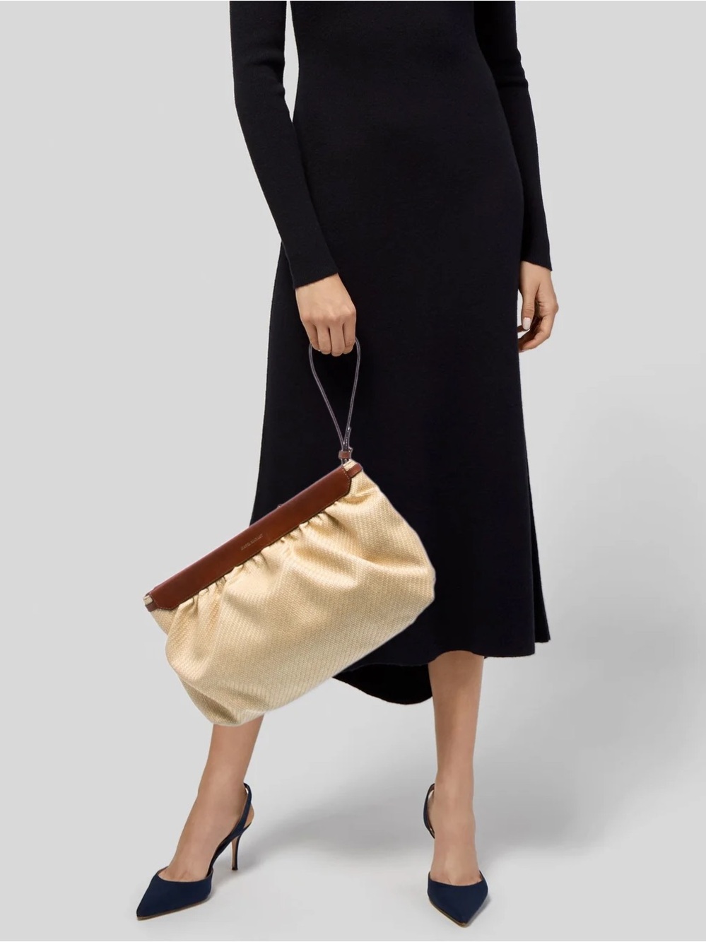 Isabel Marant Cream and Brown Gathered Wristlet Clutch